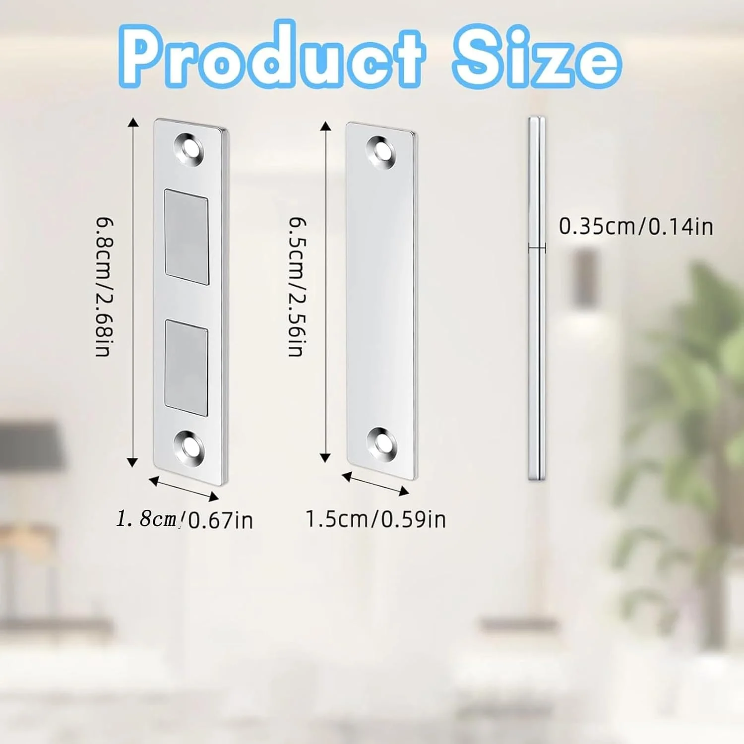 بسته 4 عددی مگنت های آهنربایی Anhoer، دو آهنربا فوق العاده قوی و نازک، مگنت های درب فوق العاده نازک، مگنت های خود چسب کابینت برای بستن درب های کابینت مبلمان