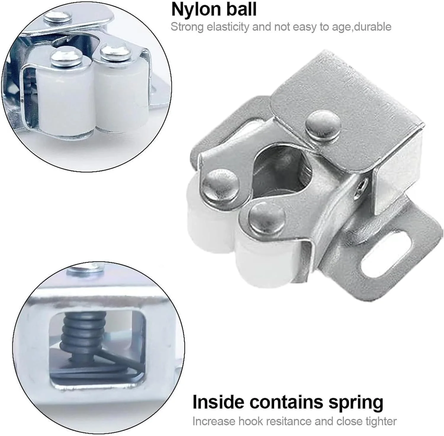 بسته 6 عددی قفل کابینت دو غلتکی Anhoer با پیچ، مناسب برای درب کمد، درب کابینت، نقره ای بسته 6 عددی قفل کابینت دو غلتکی Anhoer با پیچ، مناسب برای درب کمد، درب کابینت، نقره ای