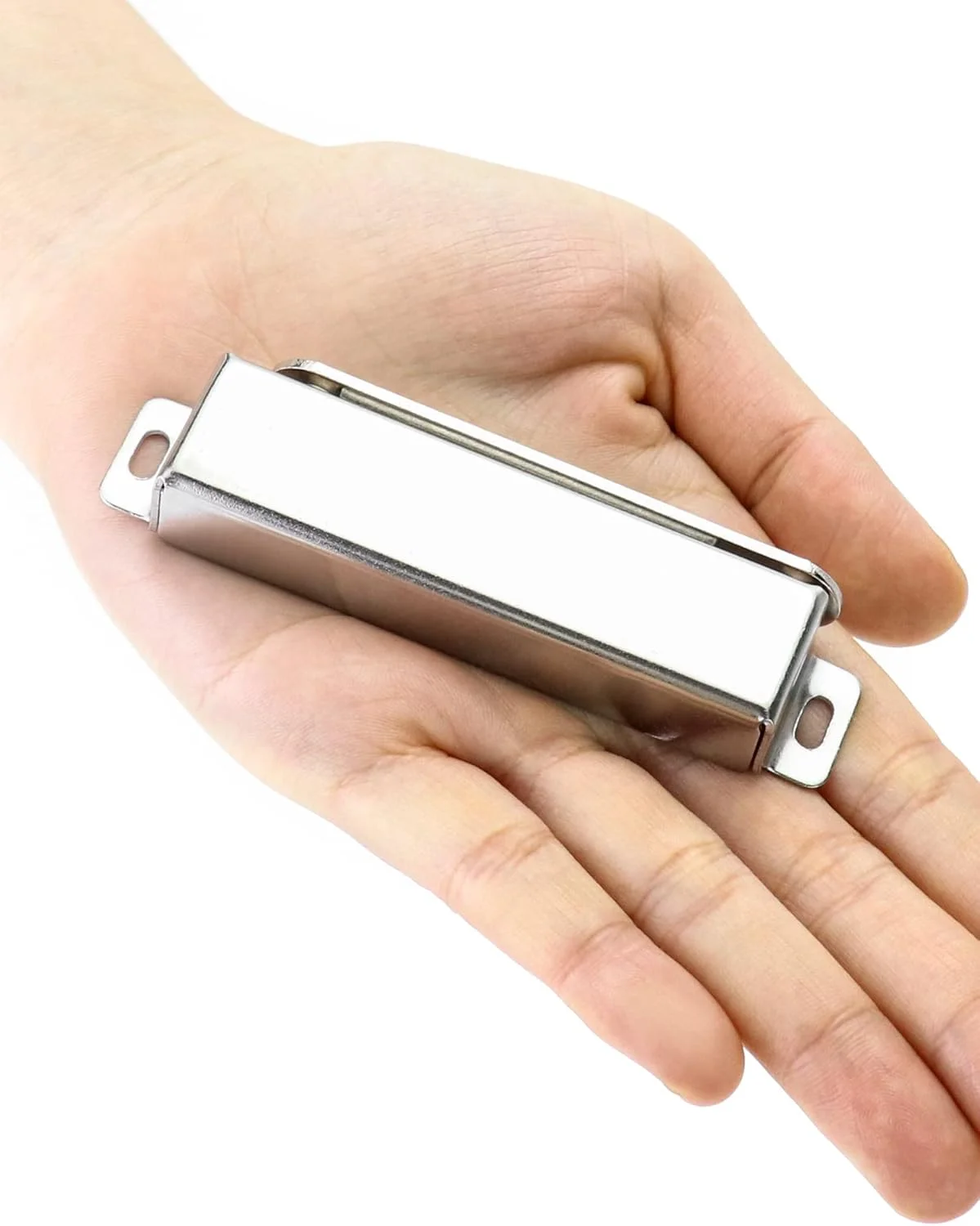 QWORK بسته 2 عددی قفل مغناطیسی تمام فلزی، نیروی نگهداری 18 کیلوگرم، بست مغناطیسی مطمئن برای مبلمان، کابینت