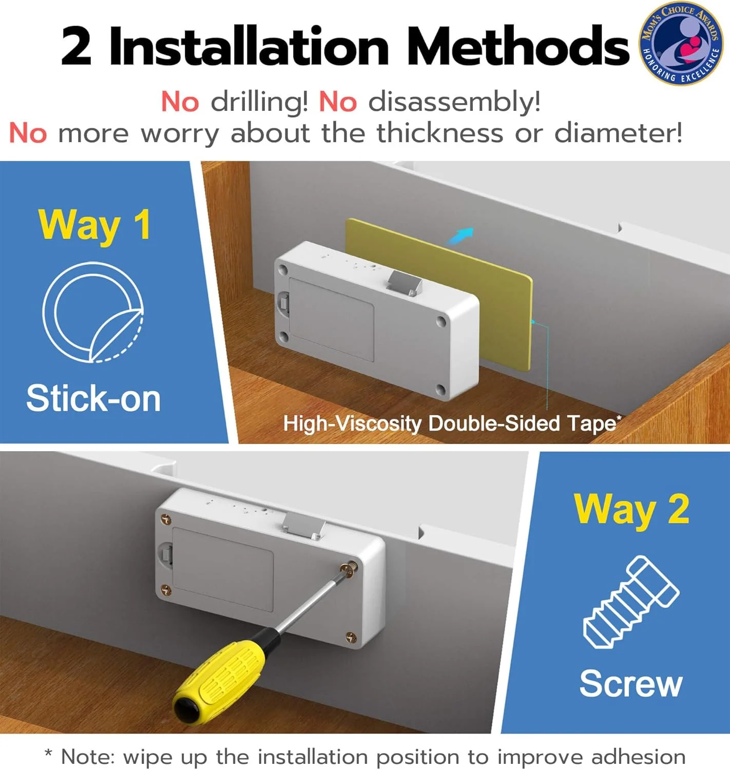 قفل هوشمند کابینت Anweller، قفل کشوی الکترونیکی دیجیتال RFID بلوتوثی مغناطیسی بدون کلید مخفی بدون نیاز به سوراخکاری برای ایمنی کودک، کمد، قفسه مشروبات الکلی و کابینت پرونده (سفید)