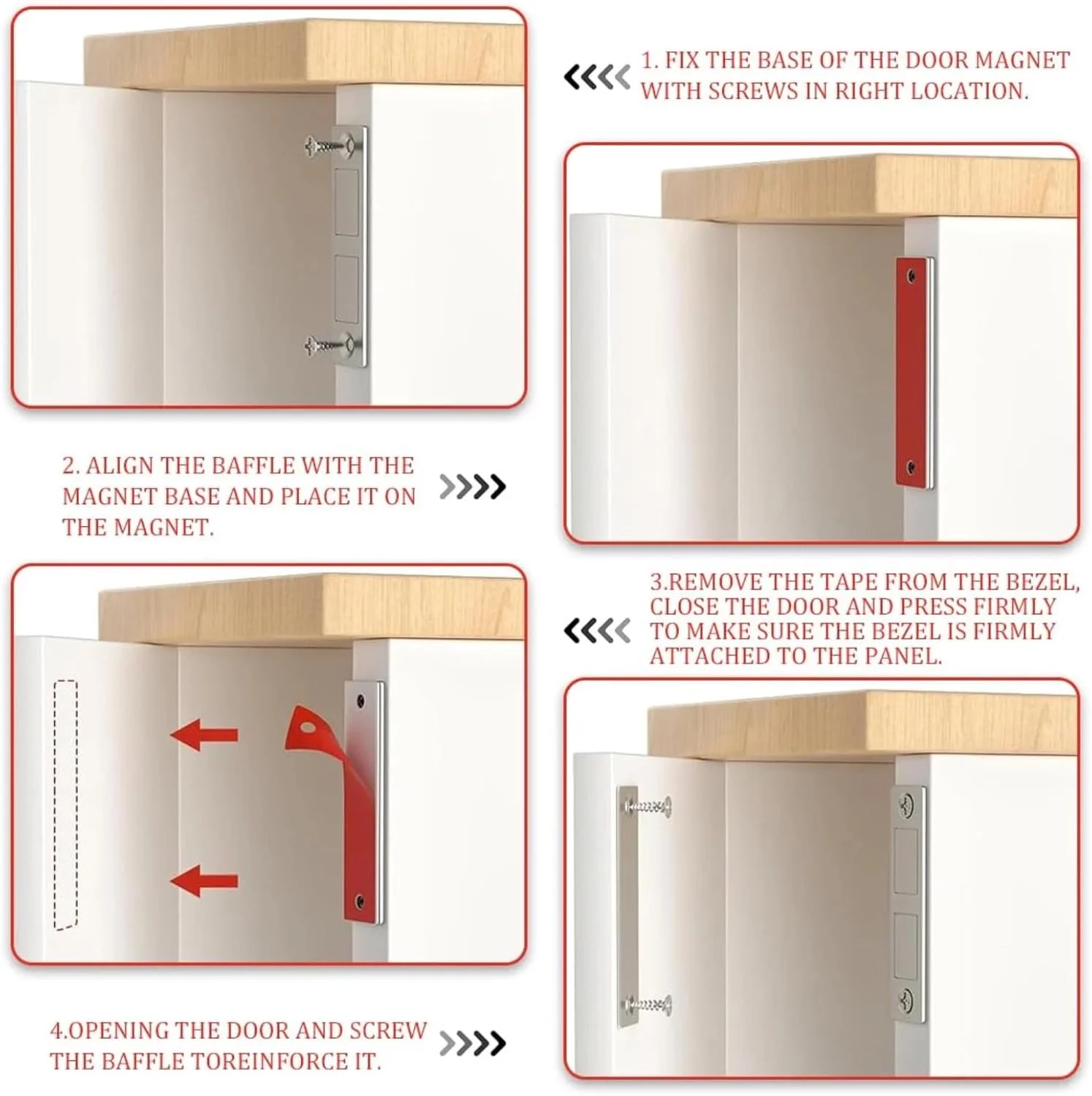 بسته 4 عددی مگنت های آهنربایی Anhoer، دو آهنربا فوق العاده قوی و نازک، مگنت های درب فوق العاده نازک، مگنت های خود چسب کابینت برای بستن درب های کابینت مبلمان