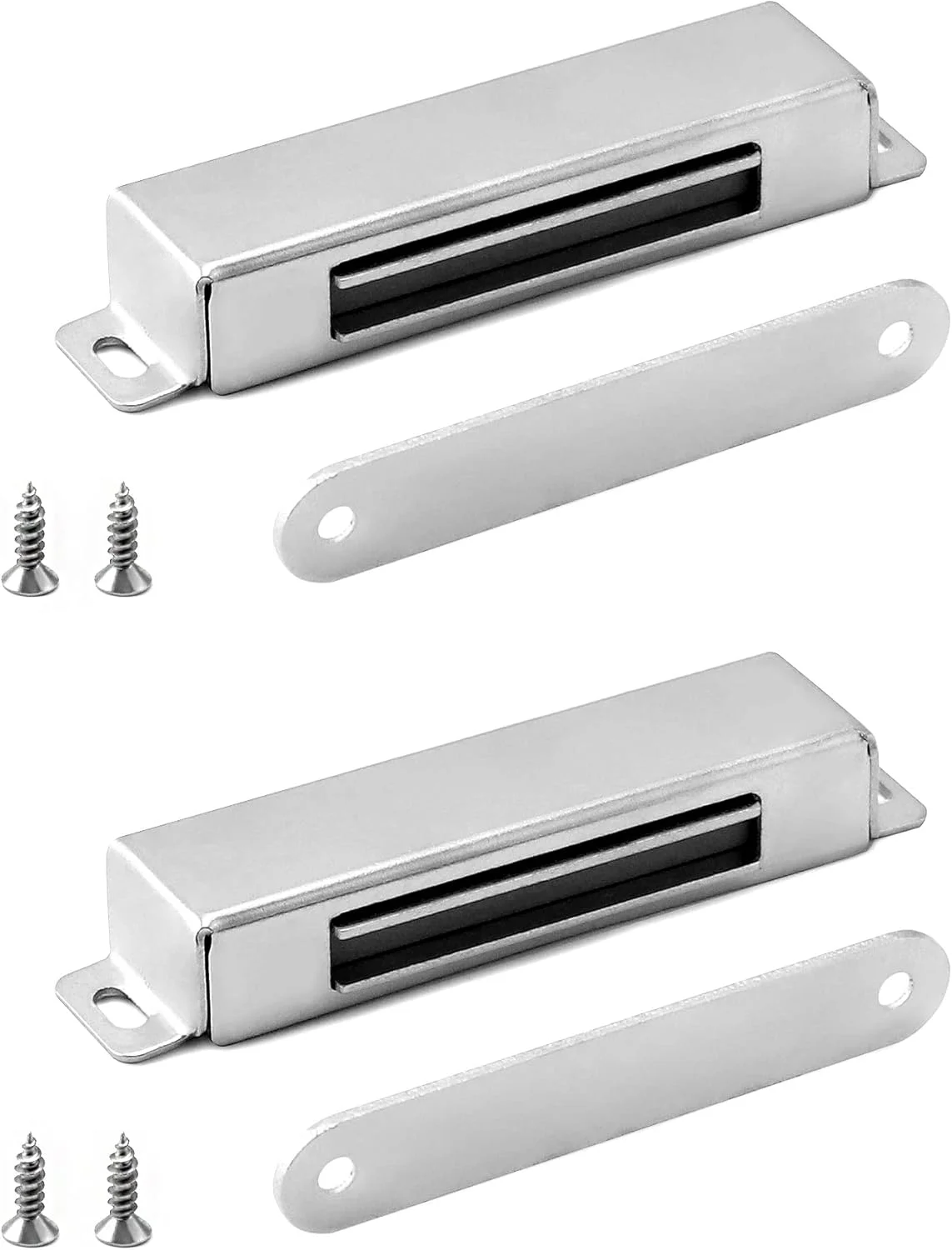 QWORK بسته 2 عددی قفل مغناطیسی تمام فلزی، نیروی نگهداری 18 کیلوگرم، بست مغناطیسی مطمئن برای مبلمان، کابینت QWORK بسته 2 عددی قفل مغناطیسی تمام فلزی، نیروی نگهداری 18 کیلوگرم، بست مغناطیسی مطمئن برای مبلمان، کابینت