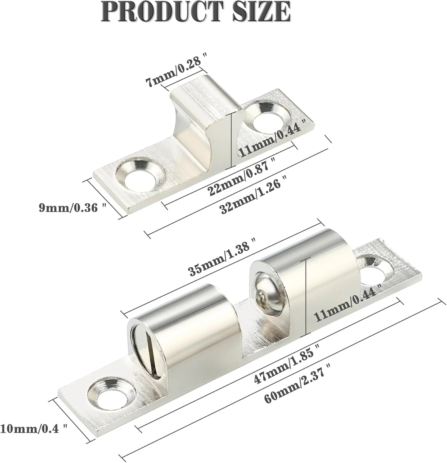 گیره غلتکی دو توپی Alise برای درب کابینت، کمد و مبلمان، 60 میلی متر برنجی جامد قابل تنظیم، سخت افزار CA200S-4P، بسته 4 عددی