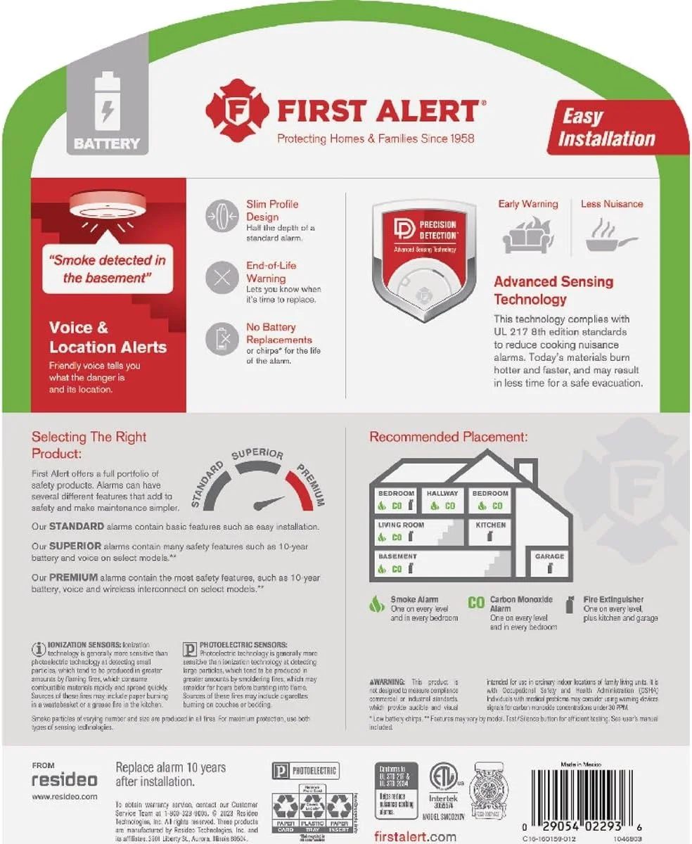 آشکارساز دود و مونوکسید کربن فوتوالکتریک با باتری 10 ساله فرست الرت آشکارساز دود و مونوکسید کربن فوتوالکتریک با باتری 10 ساله فرست الرت