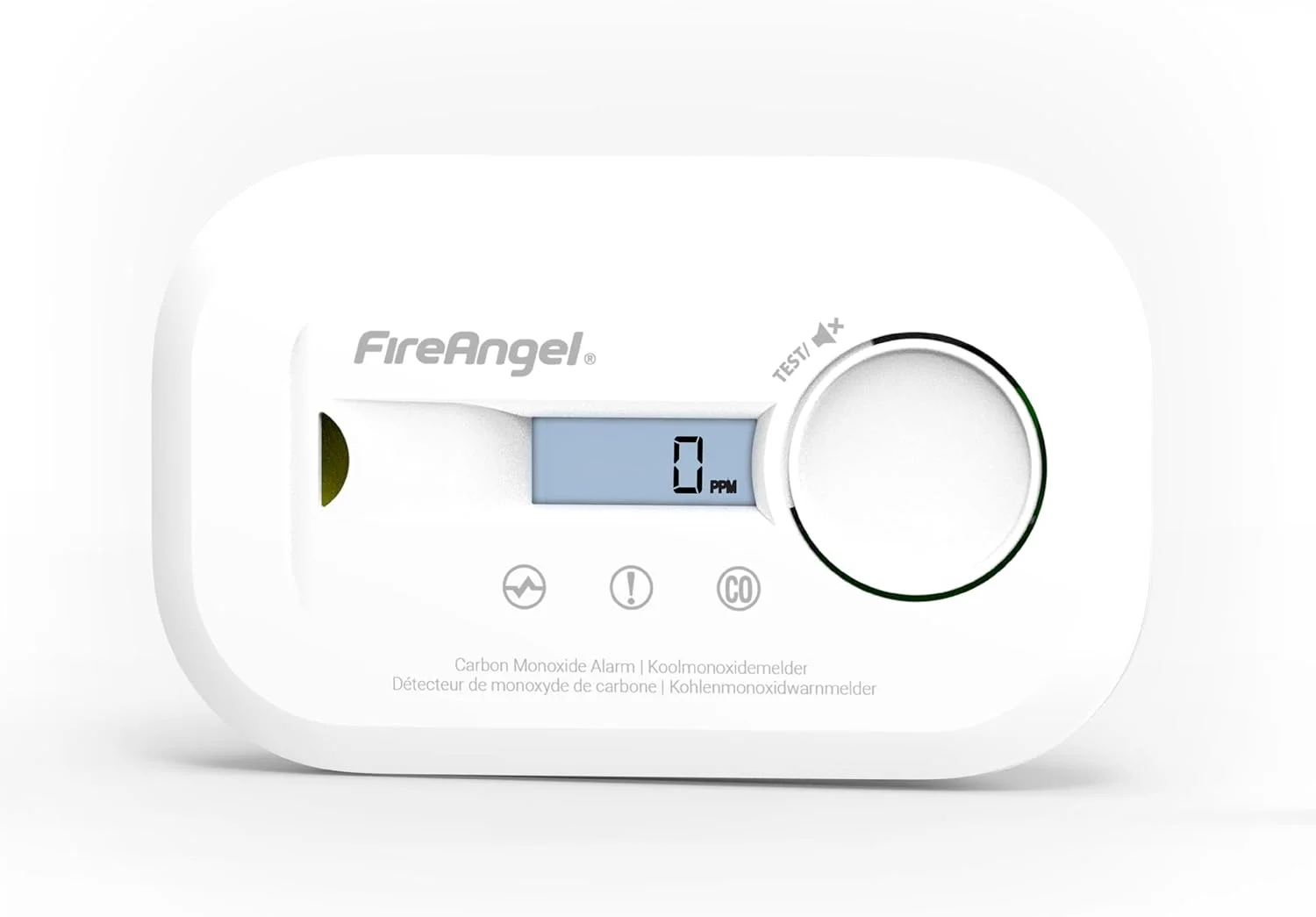 آشکارساز دیجیتال مونوکسید کربن FireAngel FA6812 با صفحه نمایش LCD، سنسور تشخیص مونوکسید کربن 10 ساله، آلارم مونوکسید کربن قابل حمل برای خانه، مسافرت، کاروان