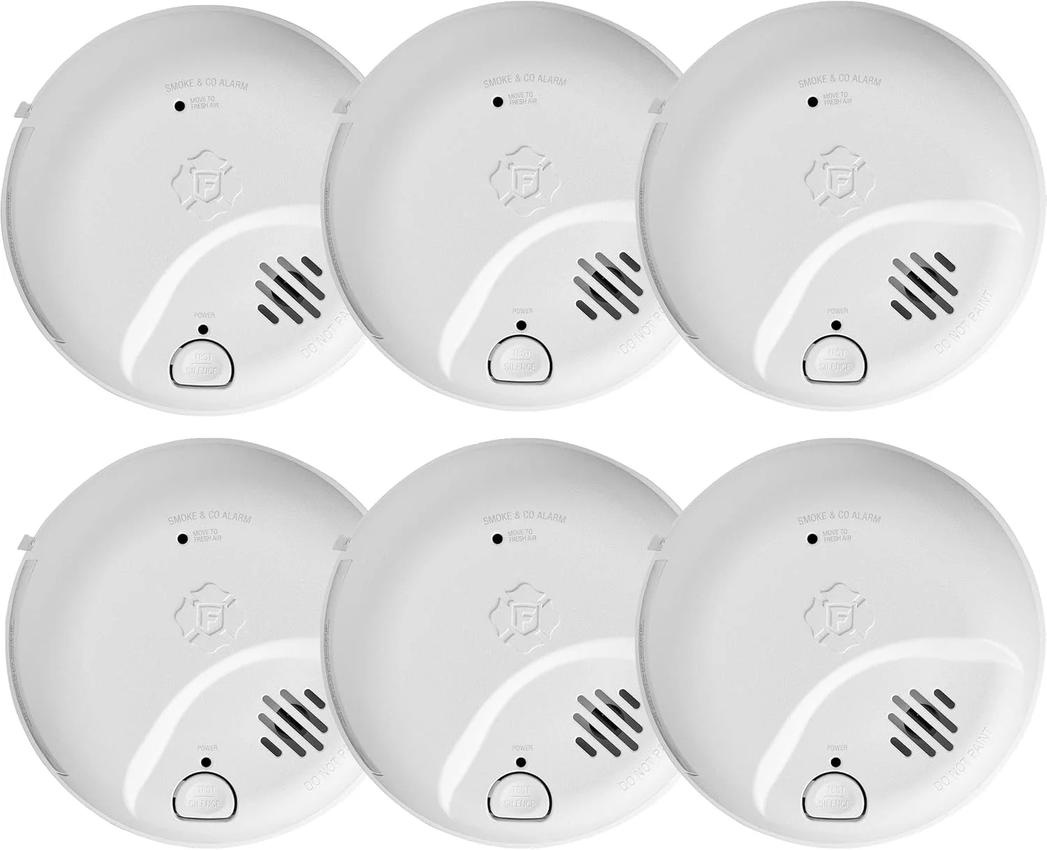 آلارم ترکیبی تشخیص دود و مونوکسید کربن فرست الرت، مدل SMICO105-AC، آلارم دود سیمی با باتری پشتیبان 10 ساله، بسته 6 عددی