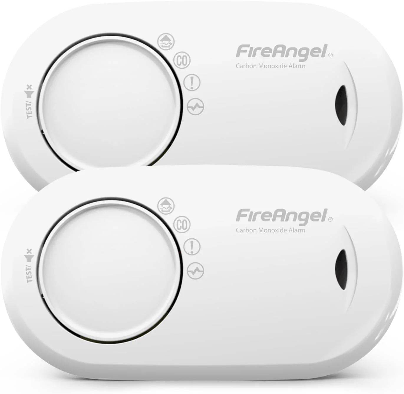 آلارم و ردیاب مونوکسید کربن FireAngel - FA3313 با سنسور 10 ساله و باتری های قابل تعویض 1 ساله - قابل حمل و مناسب مسافرت - بسته 2 عددی - سفید