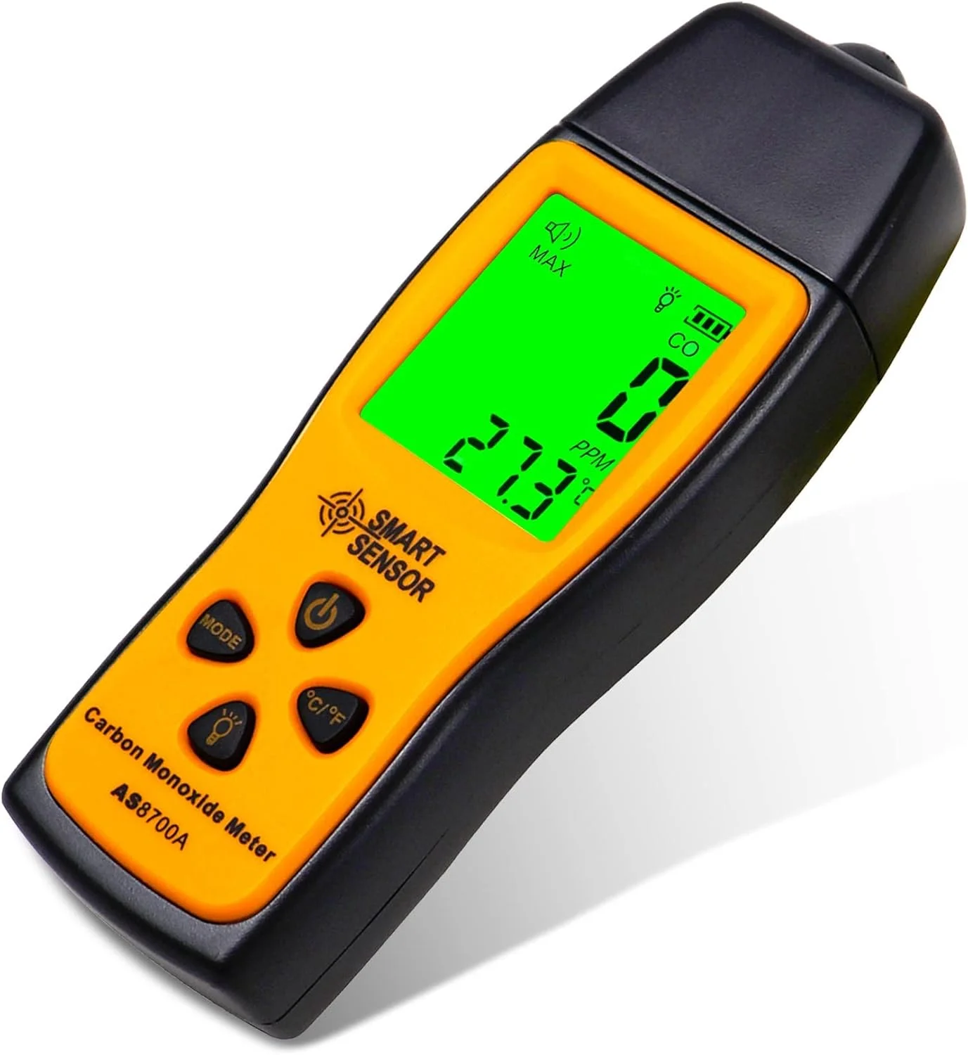 دستگاه سنجش مونوکسید کربن دستی Excefore، ردیاب مونوکسید کربن قابل حمل، تستر حسگر CO حرفه ای با صفحه نمایش LCD دارای نور پس زمینه، محدوده 0-1000PPM برای مصارف صنعتی و خانگی (باتری شامل نمی شود)