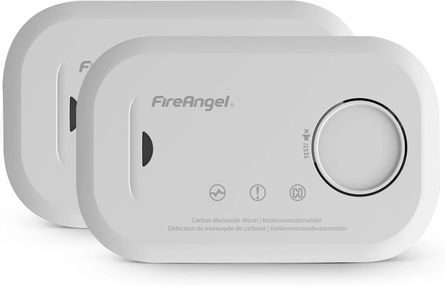 آلارم و ردیاب مونوکسید کربن FireAngel - FA6813 با سنسور 10 ساله برای خانه به همراه باتری - قابل حمل و مناسب مسافرت - دارای دکمه تست - بسته 2 عددی