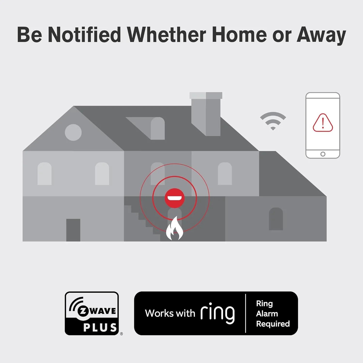 آشکارساز دود و مونوکسید کربن First Alert با باتری و Z-Wave، سازگار با Ring، تک بسته ای، سفید