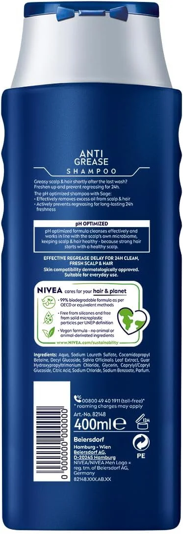 شامپو ضد چربی مو نیوآ مردانه حاوی مریم گلی مناسب موهای چرب 400 میلی لیتر شامپو ضد چربی مو نیوآ مردانه حاوی مریم گلی مناسب موهای چرب 400 میلی لیتر