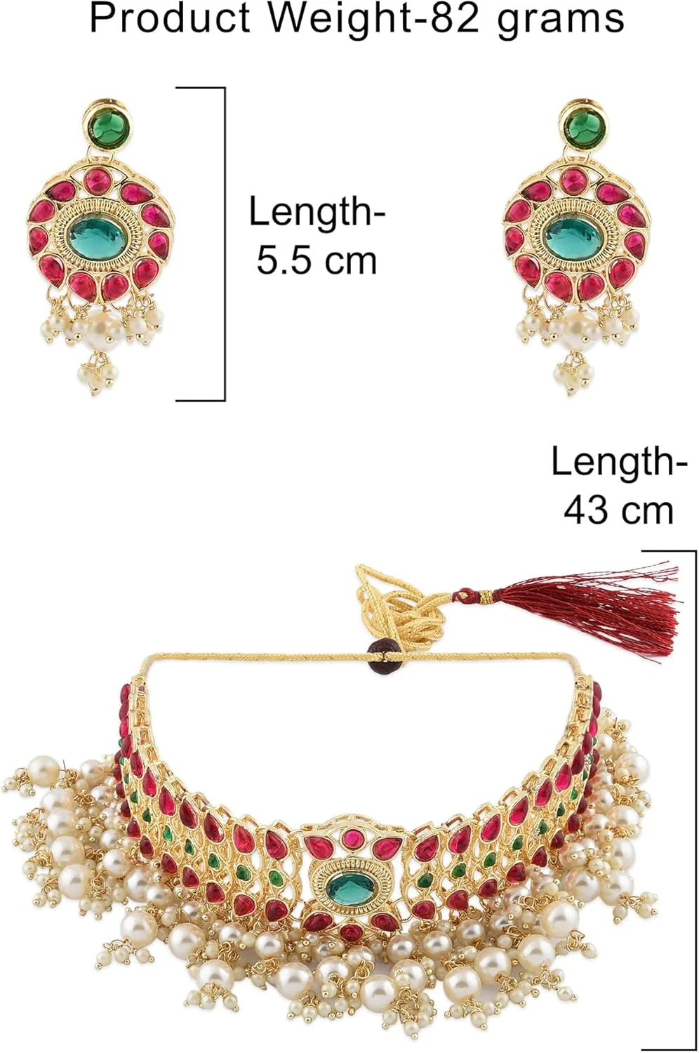 زیوری پرلز ست گردنبند چوکر، گوشواره و انگشتر مرواریدی خوشه ای سبز و صورتی زنانه - ZPFK11445 زیوری پرلز ست گردنبند چوکر، گوشواره و انگشتر مرواریدی خوشه ای سبز و صورتی زنانه - ZPFK11445