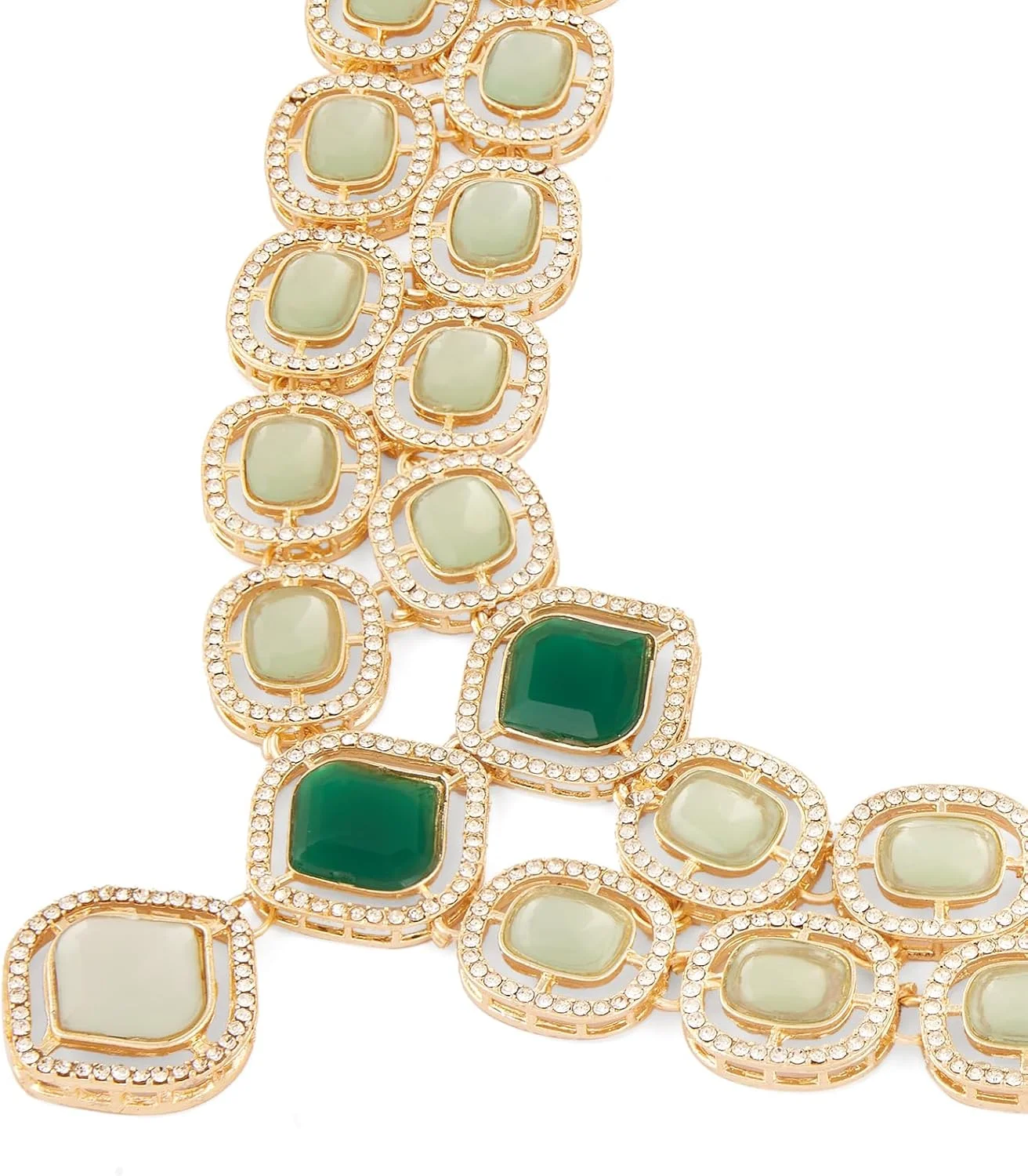 گوشواره و گردنبند چوکر زنانه ZAVERI PEARLS با سنگ های سبز نعنایی و الماس های اتریشی درخشان - ZPFK18234 گوشواره و گردنبند چوکر زنانه ZAVERI PEARLS با سنگ های سبز نعنایی و الماس های اتریشی درخشان - ZPFK18234