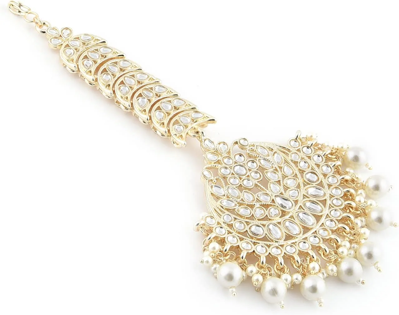 گوشواره و مانگ تیکا زنانه طرح Kundan سنتی با روکش طلایی Zaveri Pearls مدل ZPFK11432 گوشواره و مانگ تیکا زنانه طرح Kundan سنتی با روکش طلایی Zaveri Pearls مدل ZPFK11432