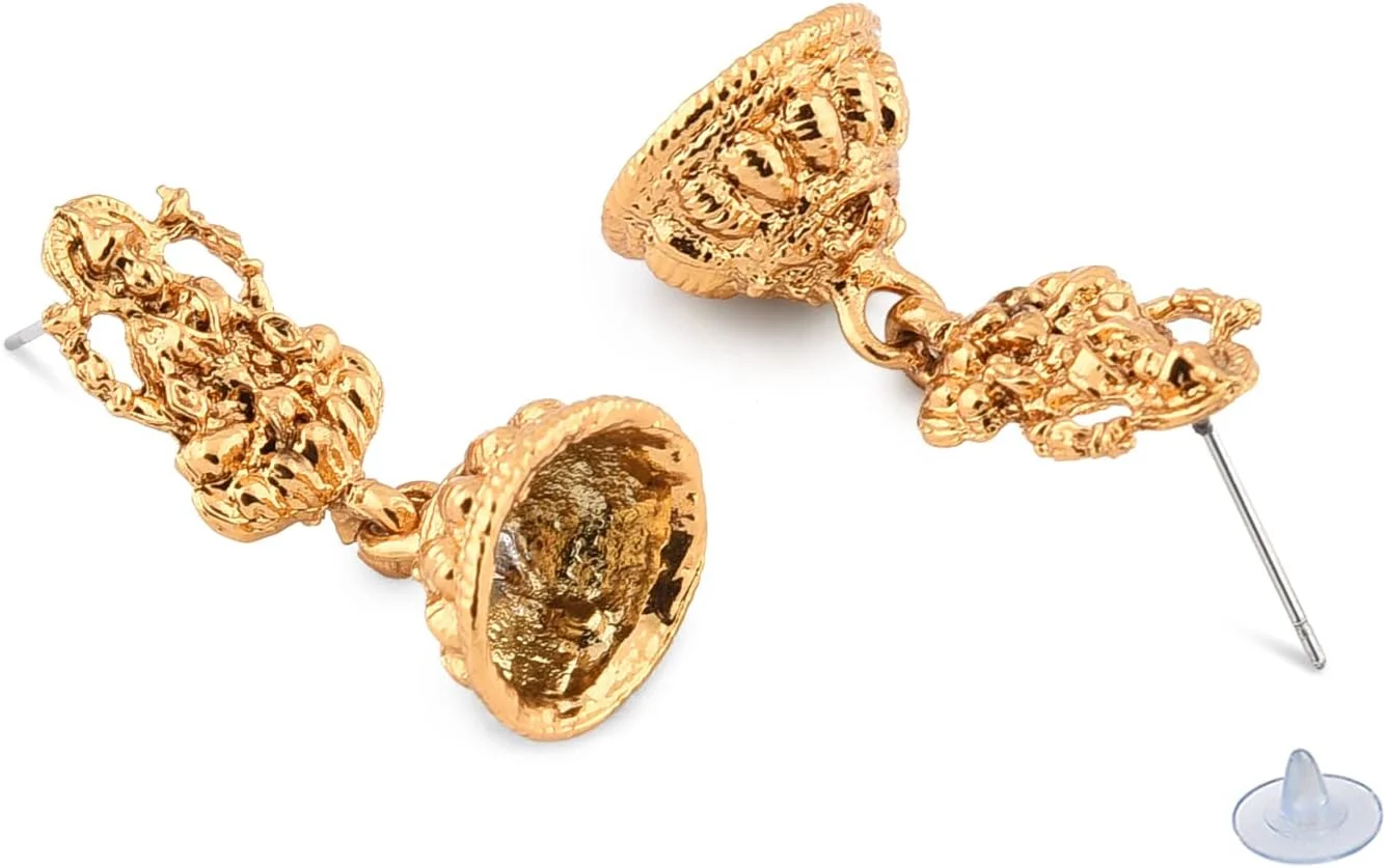 زیوری پرلز، ست گردنبند و گوشواره بلند طرح معبد، طلایی عتیقه، مناسب عروس - ZPFK10178 زیوری پرلز، ست گردنبند و گوشواره بلند طرح معبد، طلایی عتیقه، مناسب عروس - ZPFK10178