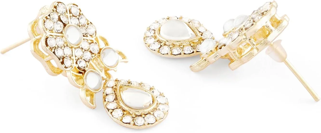 ZAVERI PEARLS گردنبند چوکر نگین دار سبز و اتریشی با الماس های تزئینی به همراه گوشواره زنانه - ZPFK17554 ZAVERI PEARLS گردنبند چوکر نگین دار سبز و اتریشی با الماس های تزئینی به همراه گوشواره زنانه - ZPFK17554