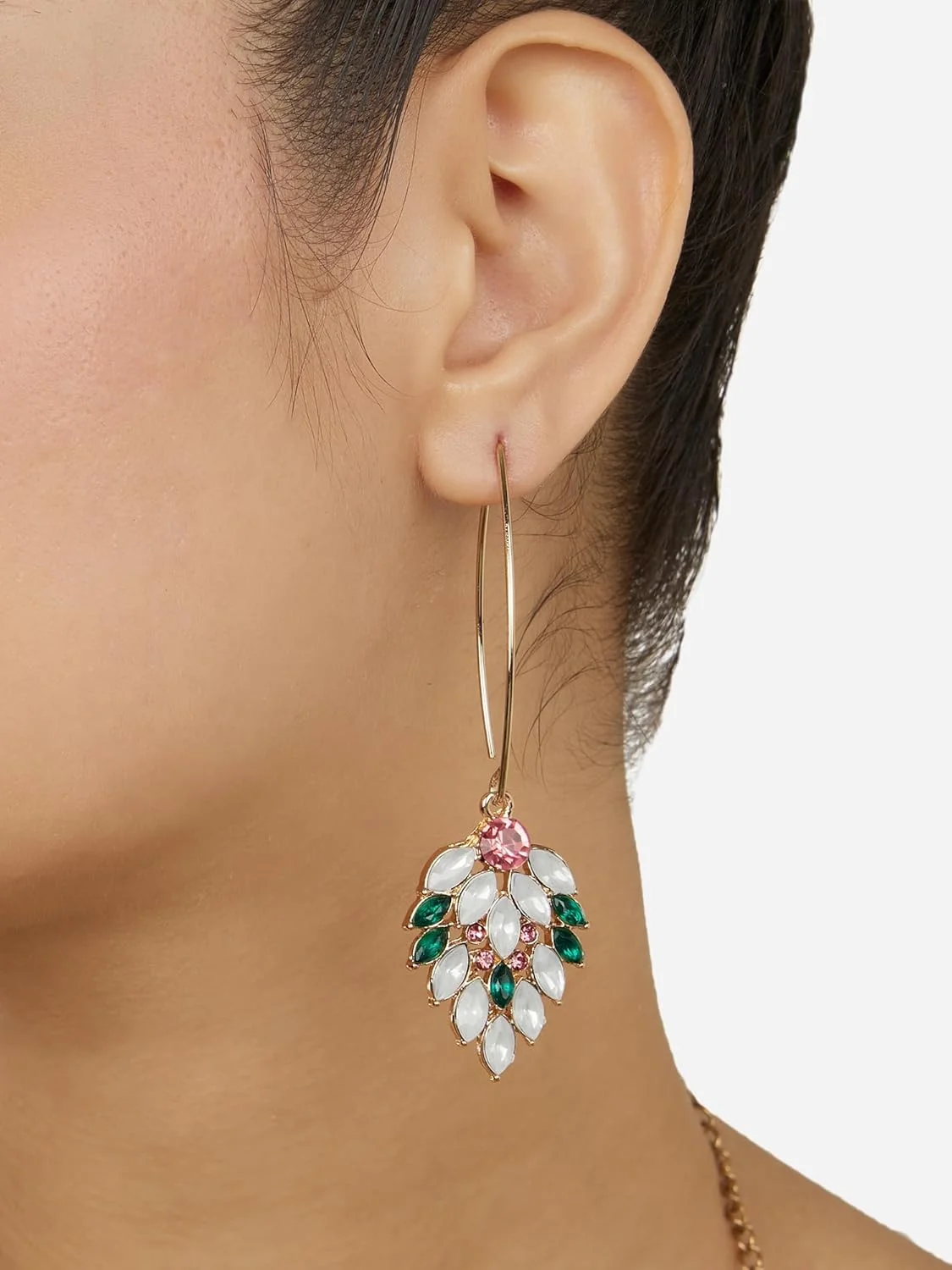 گوشواره آویز زنانه چند رنگ Zaveri Pearls مدل ZPFK18046 با نگین های درخشان