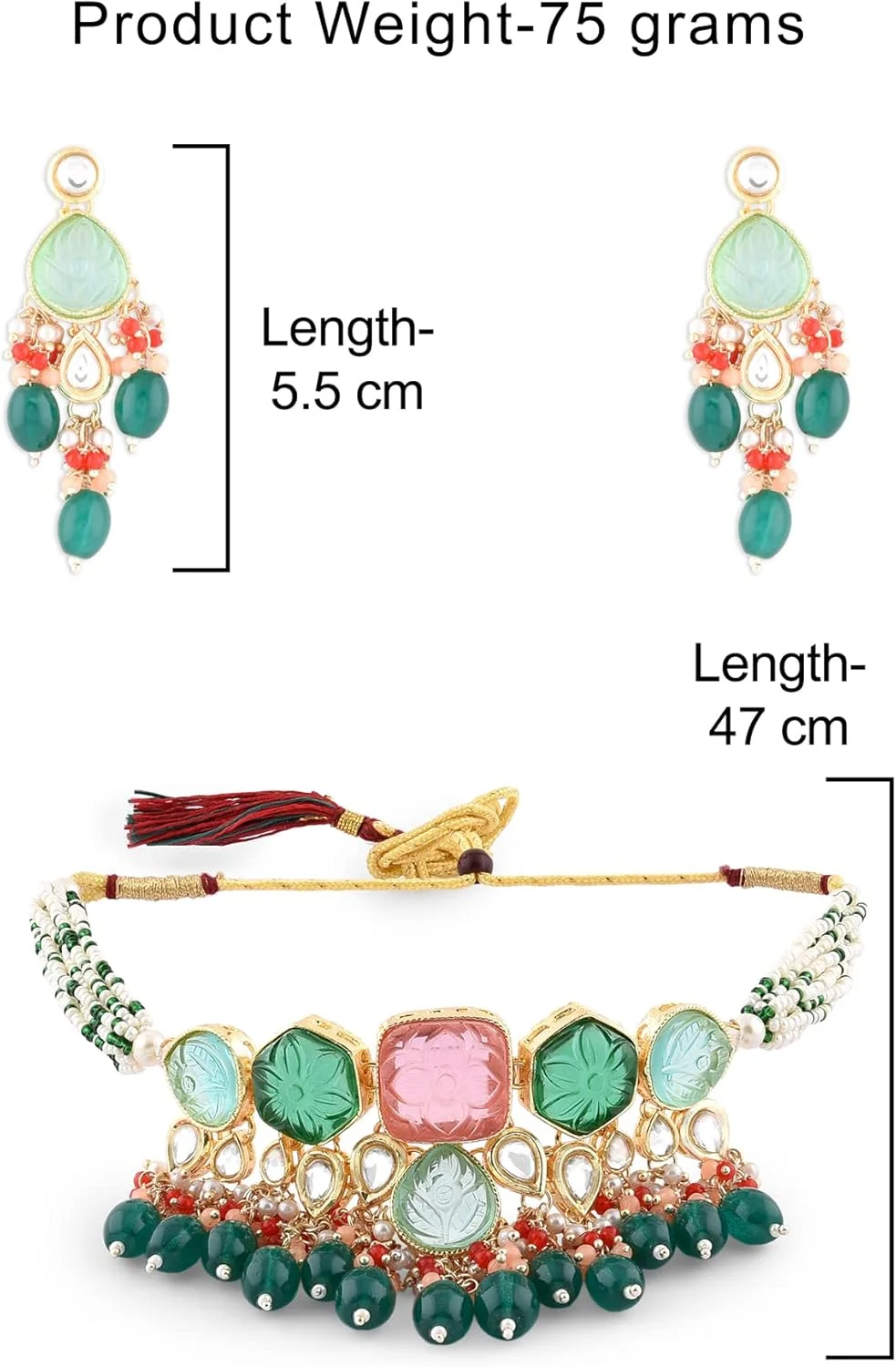 زیوری پرلز ست گردنبند چوکر چند رشته ای مهره دار نگین دار، گوشواره و انگشتر زنانه - ZPFK15095 زیوری پرلز ست گردنبند چوکر چند رشته ای مهره دار نگین دار، گوشواره و انگشتر زنانه - ZPFK15095