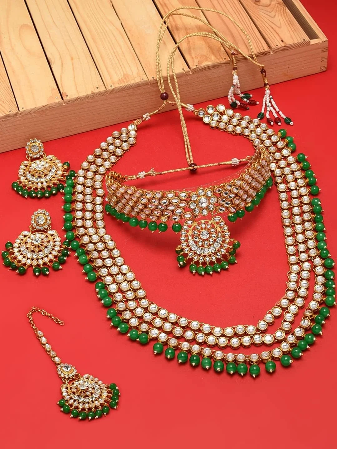 ست جواهرات عروسی زنانه ZAVERI PEARLS (طلایی) (Zpfk9793)