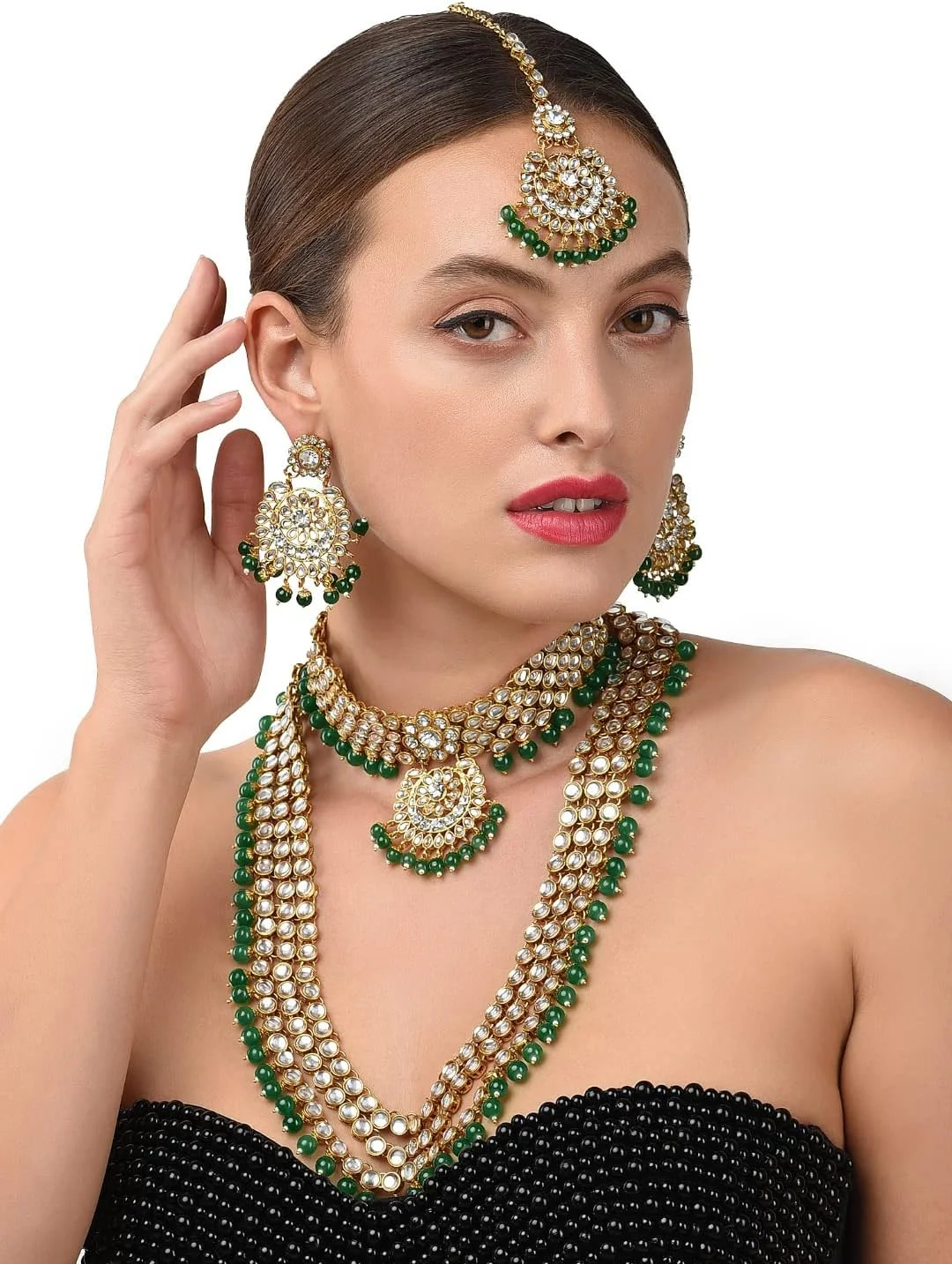 ست جواهرات عروسی زنانه ZAVERI PEARLS (طلایی) (Zpfk9793)