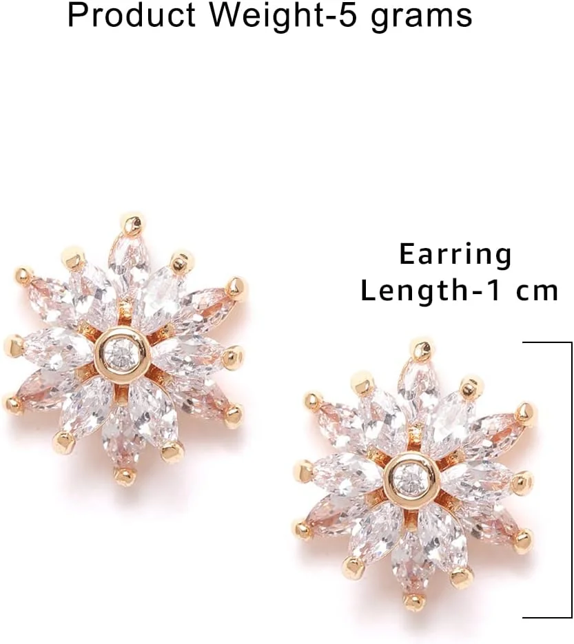 ZAVERI PEARLS ZPFK9463 گوشواره زنانه میخی طلایی نگین زیرکونیا و مروارید ZAVERI PEARLS ZPFK9463 گوشواره زنانه میخی طلایی نگین زیرکونیا و مروارید