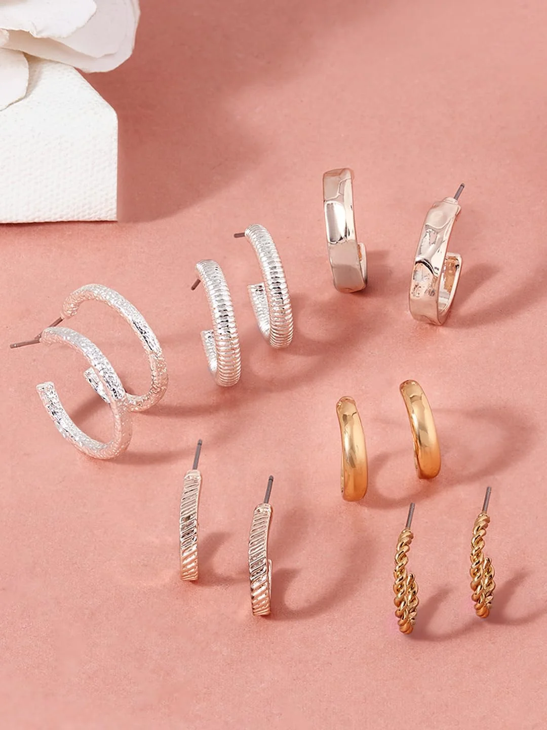 گوشواره های نیم حلقه ای زنانه زاوری پرلز، طلایی رزگلد، نقره ای و طلایی، ست 6 عددی مدل ZPFK17706 گوشواره های نیم حلقه ای زنانه زاوری پرلز، طلایی رزگلد، نقره ای و طلایی، ست 6 عددی مدل ZPFK17706