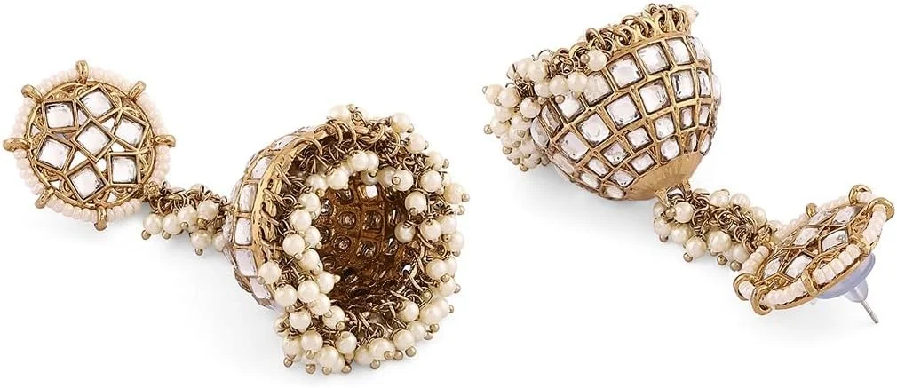 گوشواره آویز زنانه زاوری پرلز طرح کندن با مهره های طلایی مدل Jhumka-ZPFK18208 گوشواره آویز زنانه زاوری پرلز طرح کندن با مهره های طلایی مدل Jhumka-ZPFK18208