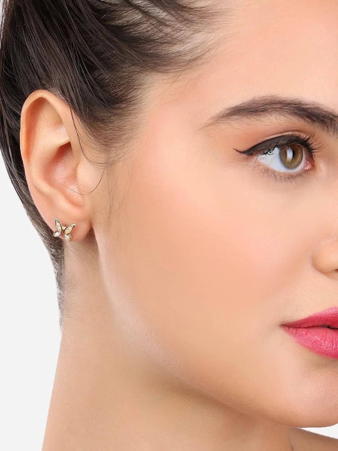 زیوری پرلز ست 25 عددی گوشواره های میخی و آویز طلایی زنانه مدل ZPFK15134