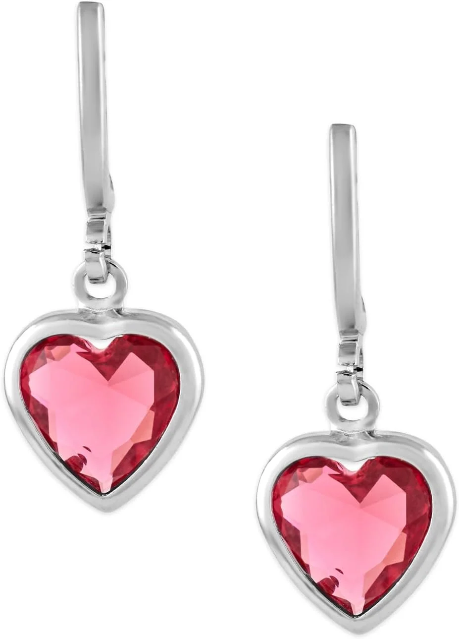 گوشواره آویز قلب برنجی نگین صورتی معاصر زنانه Zaveri Pearls-ZPFK17140