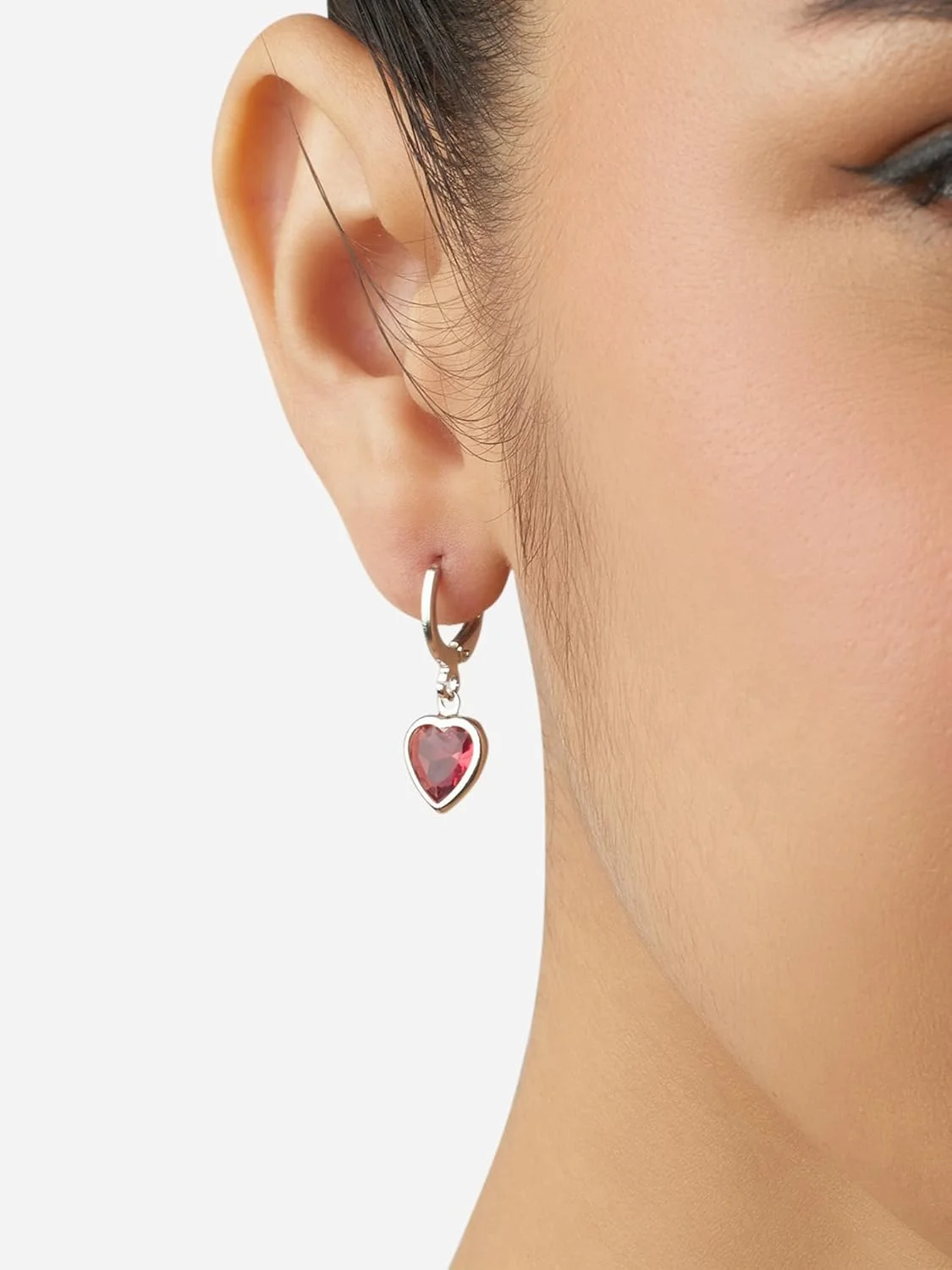 گوشواره آویز قلب برنجی نگین صورتی معاصر زنانه Zaveri Pearls-ZPFK17140 گوشواره آویز قلب برنجی نگین صورتی معاصر زنانه Zaveri Pearls-ZPFK17140