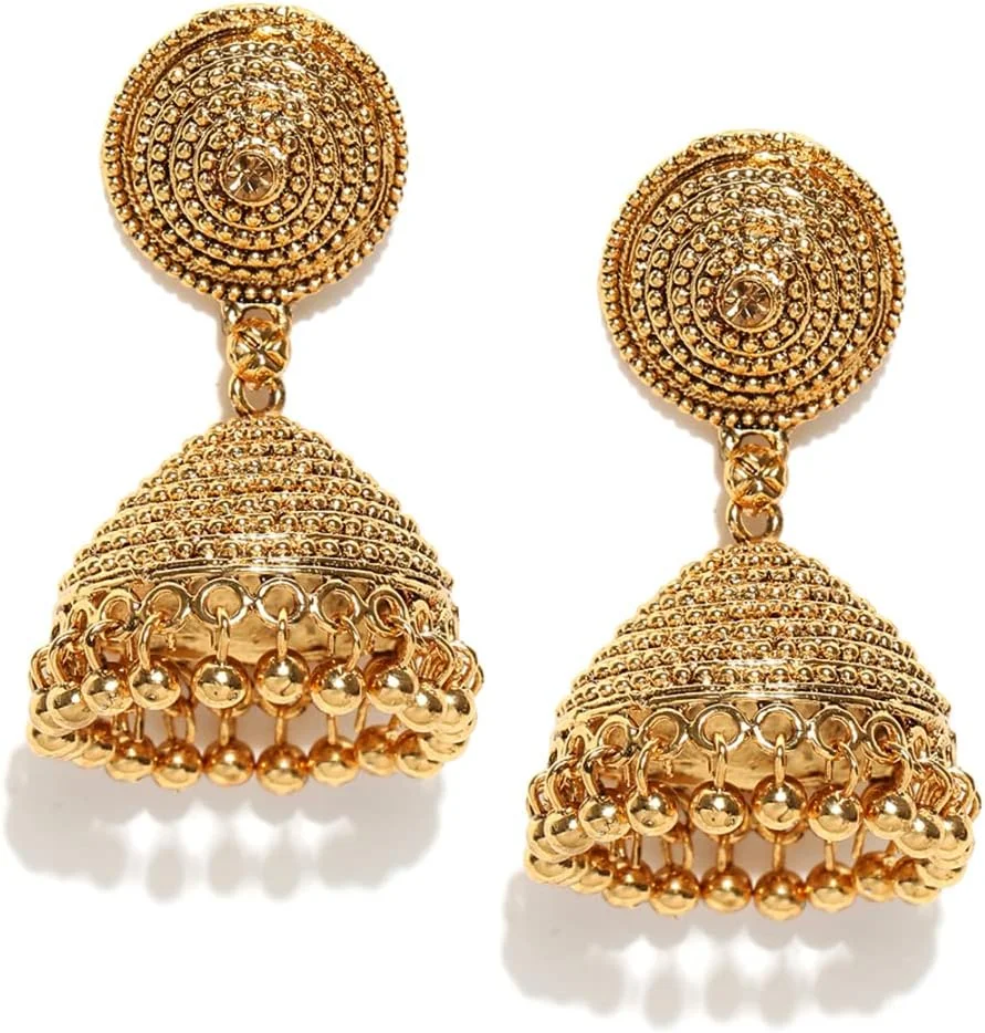 گوشواره های جومکی زنانه ZAVERI PEARLS (طلایی) (Zpfk6632)