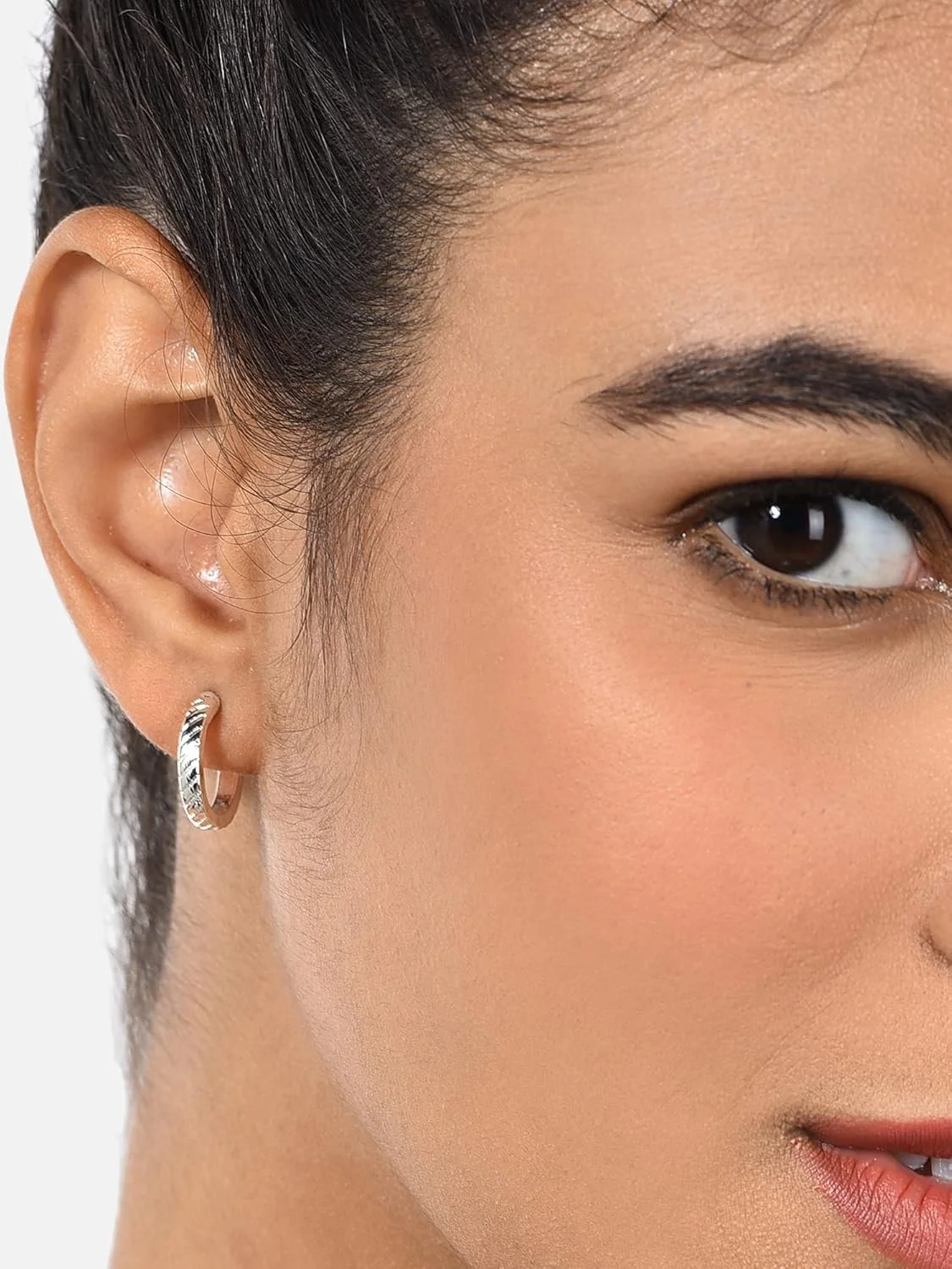 گوشواره های نیم حلقه ای معاصر زنانه ZAVERI PEARLS، طلایی رزگلد، نقره ای و طلایی - مجموعه 6 عددی - ZPFK10639