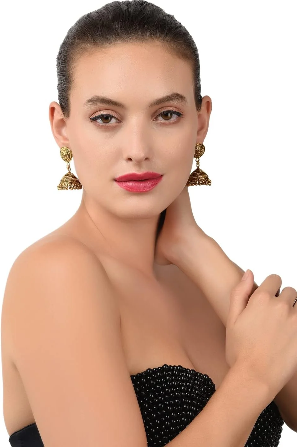 گوشواره های جومکی زنانه ZAVERI PEARLS (طلایی) (Zpfk6632)