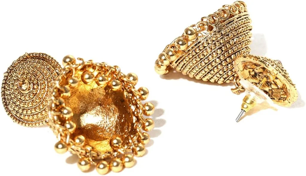 گوشواره های جومکی زنانه ZAVERI PEARLS (طلایی) (Zpfk6632)