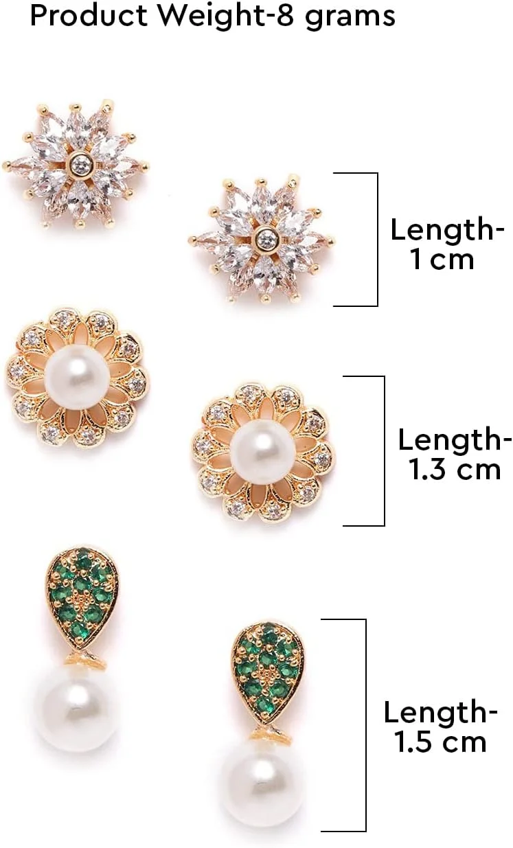 گوشواره های میخی زنانه زاوری پرلز مدل Zpfk9746 با روکش طلایی، نگین های زیرکونیا، الماس و مروارید (بسته 3 عددی) گوشواره های میخی زنانه زاوری پرلز مدل Zpfk9746 با روکش طلایی، نگین های زیرکونیا، الماس و مروارید (بسته 3 عددی)