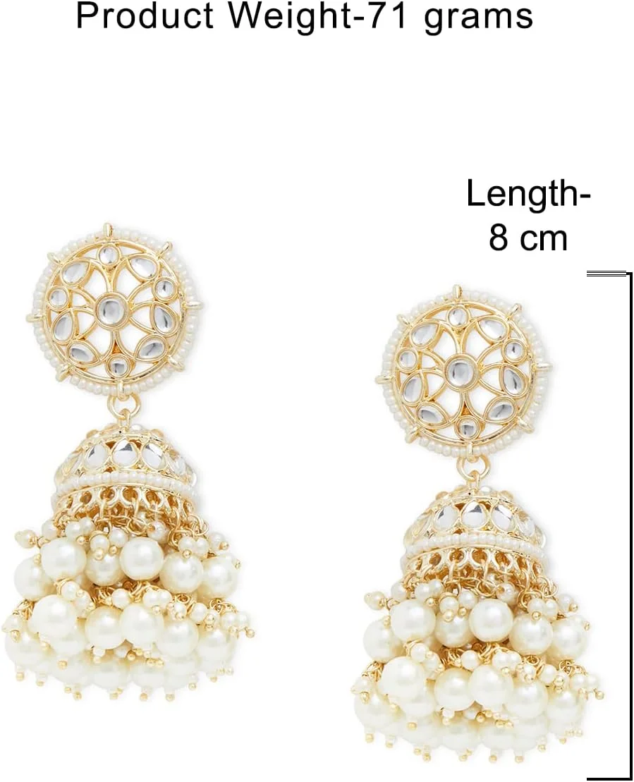 گوشواره زنانه مدل Jhumki با طرح سنتی Kundan و مروارید با روکش طلایی ZAVERI PEARLS - ZPFK11012 گوشواره زنانه مدل Jhumki با طرح سنتی Kundan و مروارید با روکش طلایی ZAVERI PEARLS - ZPFK11012