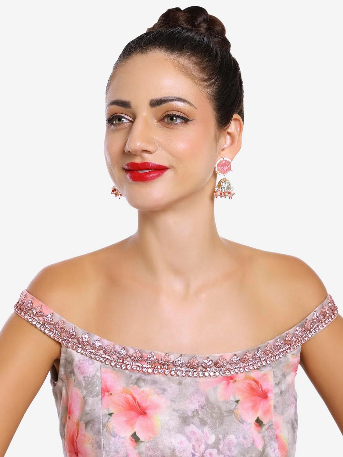 گوشواره زنانه جومکی سنتی مروارید زاوری، مجموعه 2 عددی فیروزه ای آبی و هلویی، نگین اتریشی و مهره مدل ZPFK16848 گوشواره زنانه جومکی سنتی مروارید زاوری، مجموعه 2 عددی فیروزه ای آبی و هلویی، نگین اتریشی و مهره مدل ZPFK16848