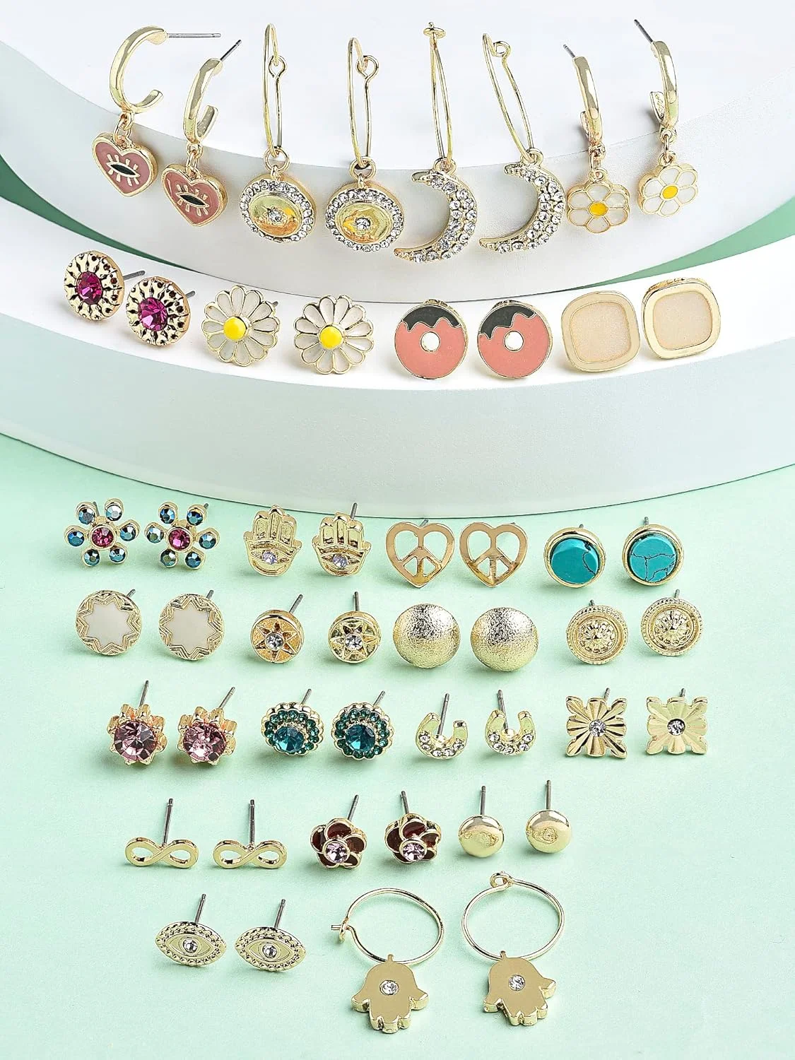 مجموعه گوشواره 25 عددی زنانه چند رنگی زاوری پرلز مدل میخی و آویز - ZPFK15138 مجموعه گوشواره 25 عددی زنانه چند رنگی زاوری پرلز مدل میخی و آویز - ZPFK15138
