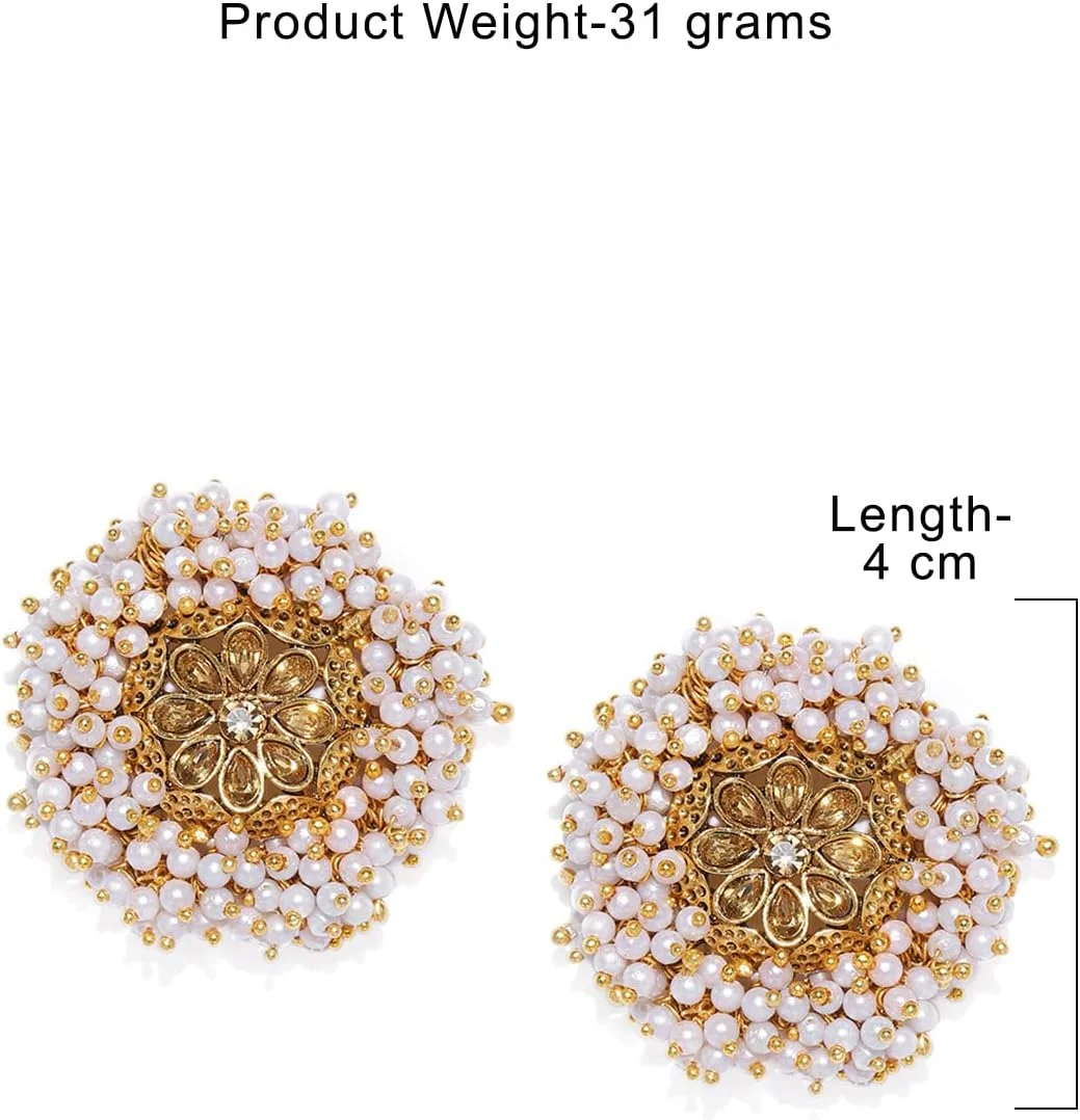 گوشواره میخی زنانه ZAVERI PEARLS با روکش طلایی، مزین به مروارید، مدل ZPFK8957 گوشواره میخی زنانه ZAVERI PEARLS با روکش طلایی، مزین به مروارید، مدل ZPFK8957