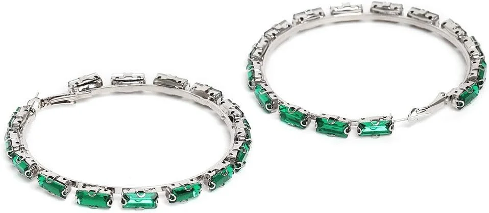 گوشواره حلقه ای مجلسی زنانه نگین دار سبز رنگ ZAVERI PEARLS مدل Zpfk10007، نقره ای، سایز One Size گوشواره حلقه ای مجلسی زنانه نگین دار سبز رنگ ZAVERI PEARLS مدل Zpfk10007، نقره ای، سایز One Size