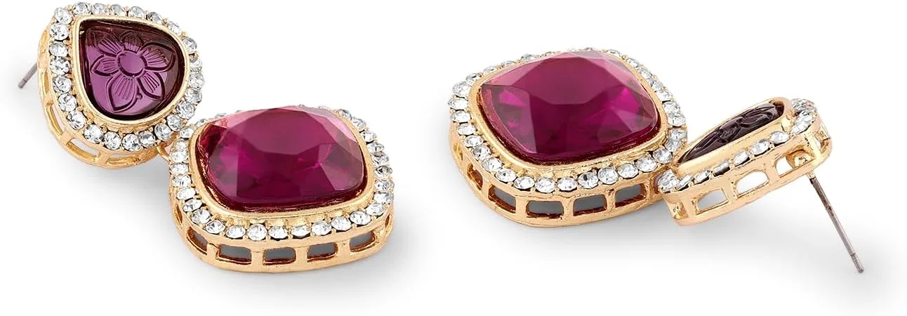 گوشواره آویز نگین بنفش و الماس اتریشی درخشان Zaveri Pearls مدل ZPFK16591 زنانه گوشواره آویز نگین بنفش و الماس اتریشی درخشان Zaveri Pearls مدل ZPFK16591 زنانه