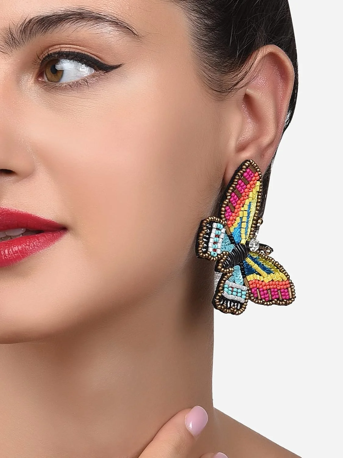 گوشواره های میخی پروانه ای معاصر چند رنگ مهره ای Zaveri Pearls زنانه - ZPFK14364 گوشواره های میخی پروانه ای معاصر چند رنگ مهره ای Zaveri Pearls زنانه - ZPFK14364