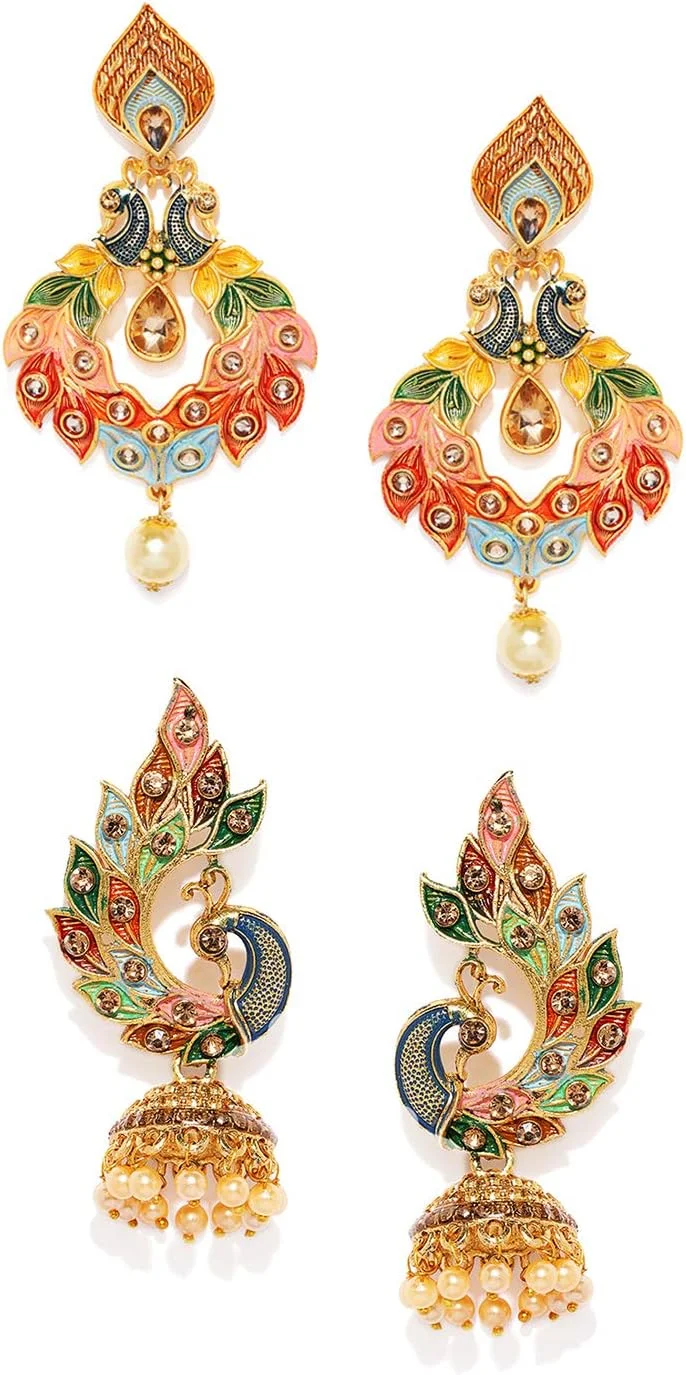 گوشواره های جومکی زنانه ZAVERI PEARLS (چند رنگ، ZPFK9024)