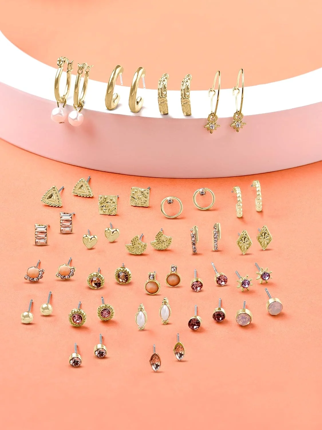 ZAVERI PEARLS ست 25 عددی گوشواره های میخی و حلقه ای طلایی رنگ زنانه مدل ZPFK14672 ZAVERI PEARLS ست 25 عددی گوشواره های میخی و حلقه ای طلایی رنگ زنانه مدل ZPFK14672