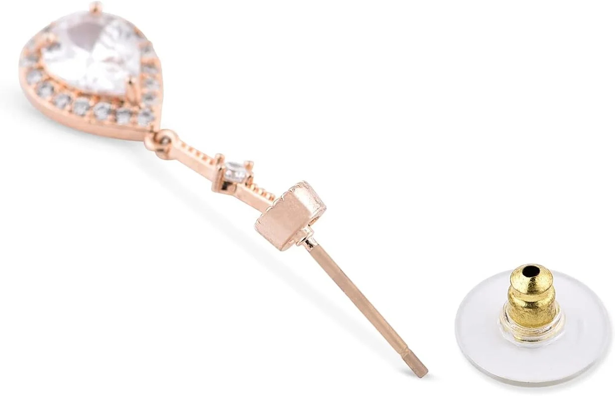 گوشواره های آویز گلابی معاصر نگین دار زیرکونیا مکعبی طلای رز زنانه ZAVERI PEARLS - ZPFK10684 گوشواره های آویز گلابی معاصر نگین دار زیرکونیا مکعبی طلای رز زنانه ZAVERI PEARLS - ZPFK10684