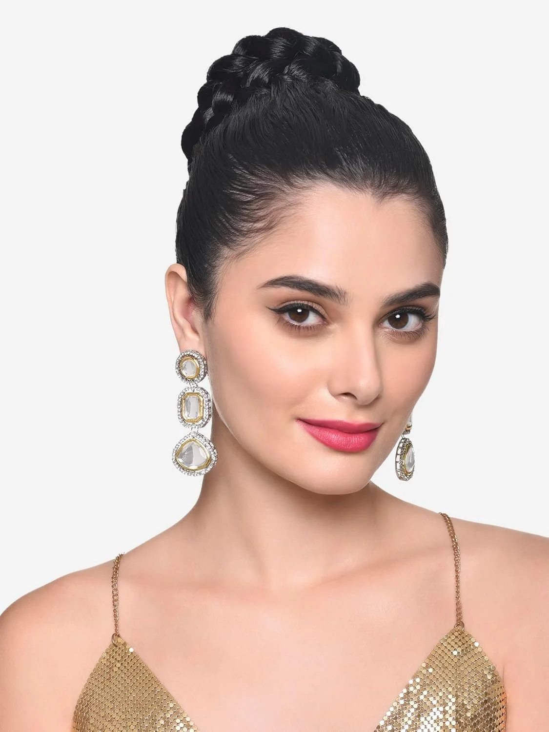 گوشواره آویز زنانه Zaveri Pearls دو رنگ با سنگ های مصنوعی و الماس های اتریشی -ZPFK16497 گوشواره آویز زنانه Zaveri Pearls دو رنگ با سنگ های مصنوعی و الماس های اتریشی -ZPFK16497