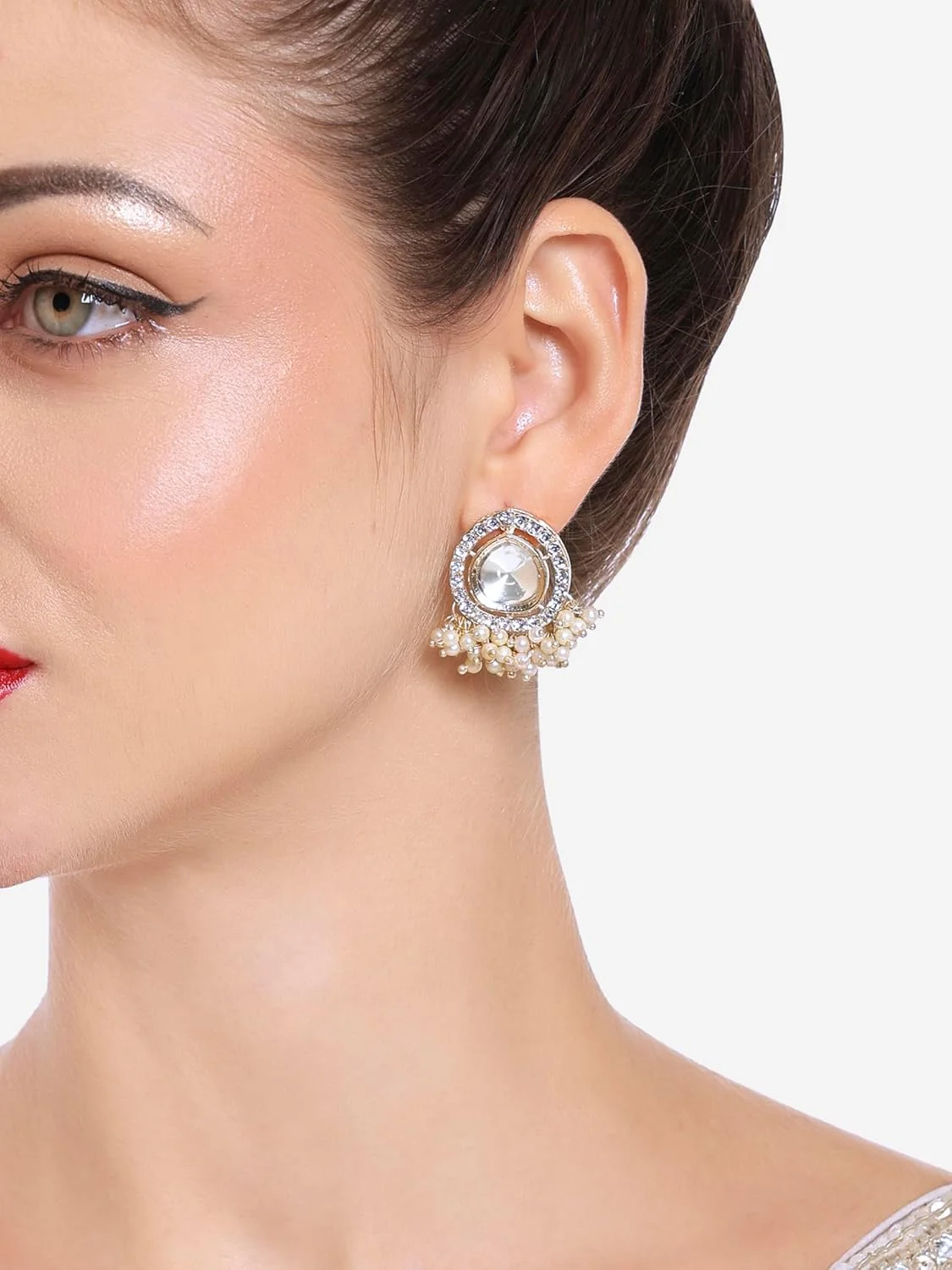 گوشواره های میخی زنانه Zaveri Pearls، ست 2 عددی، نگین اتریشی صورتی و سفید صدفی و مروارید، مدل قومی-ZPFK16843 گوشواره های میخی زنانه Zaveri Pearls، ست 2 عددی، نگین اتریشی صورتی و سفید صدفی و مروارید، مدل قومی-ZPFK16843