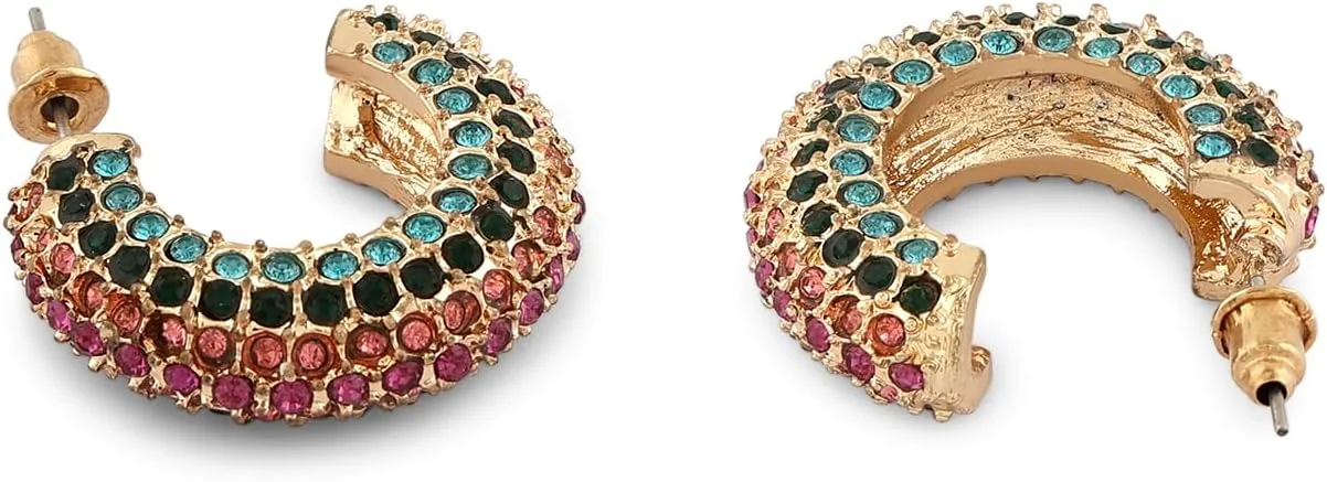 گوشواره های میخی نیم حلقه ای زنانه چند رنگ Zaveri Pearls با الماس های اتریشی خیره کننده معاصر - ZPFK16803 گوشواره های میخی نیم حلقه ای زنانه چند رنگ Zaveri Pearls با الماس های اتریشی خیره کننده معاصر - ZPFK16803