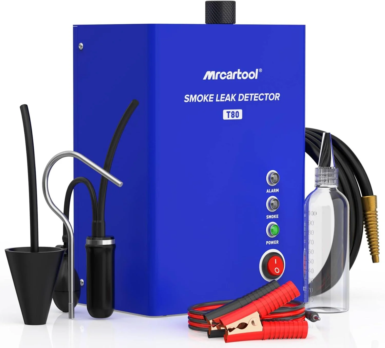 دستگاه نشت یاب دود خودرو MR CARTOOL T80، دستگاه تست دود خلاء EVAP با نشانگر سطح مایع، آشکارساز دود پمپ هوای داخلی برای همه خودروهای DC 12 ولت