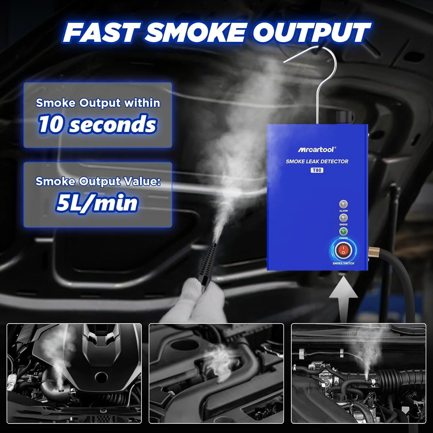 دستگاه نشت یاب دود خودرو MR CARTOOL T80، دستگاه تست دود خلاء EVAP با نشانگر سطح مایع، آشکارساز دود پمپ هوای داخلی برای همه خودروهای DC 12 ولت دستگاه نشت یاب دود خودرو MR CARTOOL T80، دستگاه تست دود خلاء EVAP با نشانگر سطح مایع، آشکارساز دود پمپ هوای داخلی برای همه خودروهای DC 12 ولت